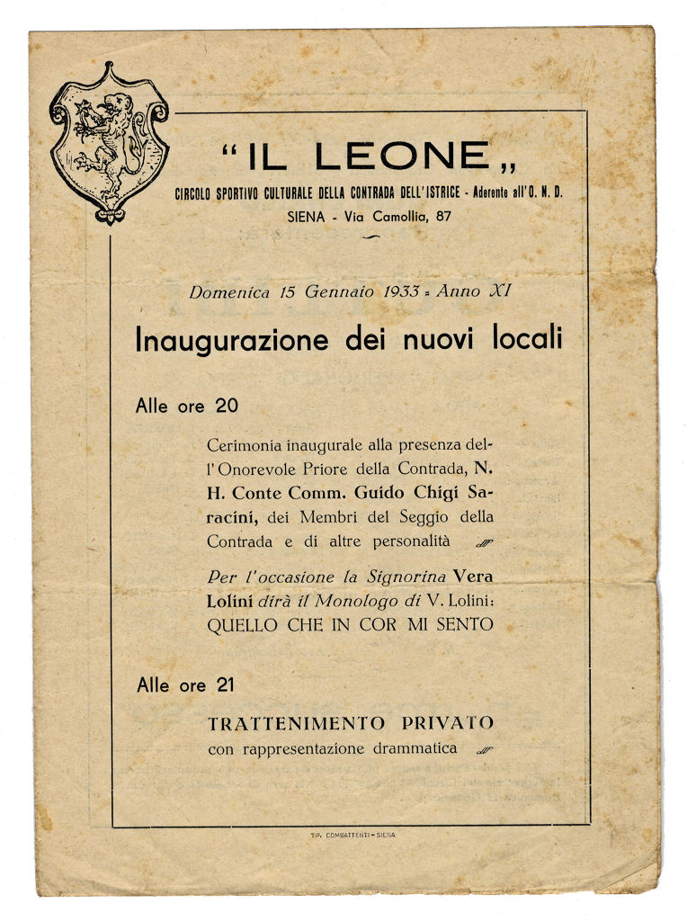 Inaugurazione del Circolo "Il Leone" del 1933